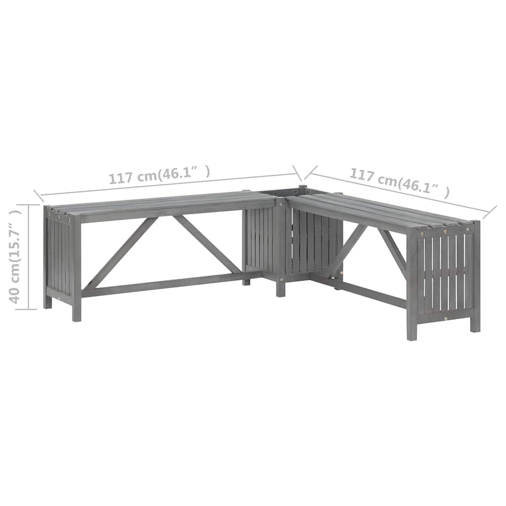 vidaXL Garden Bench | Grey | Solid Acacia wood | Medium | Garden Bench | Rustic - 117 x 117 x 40 cm