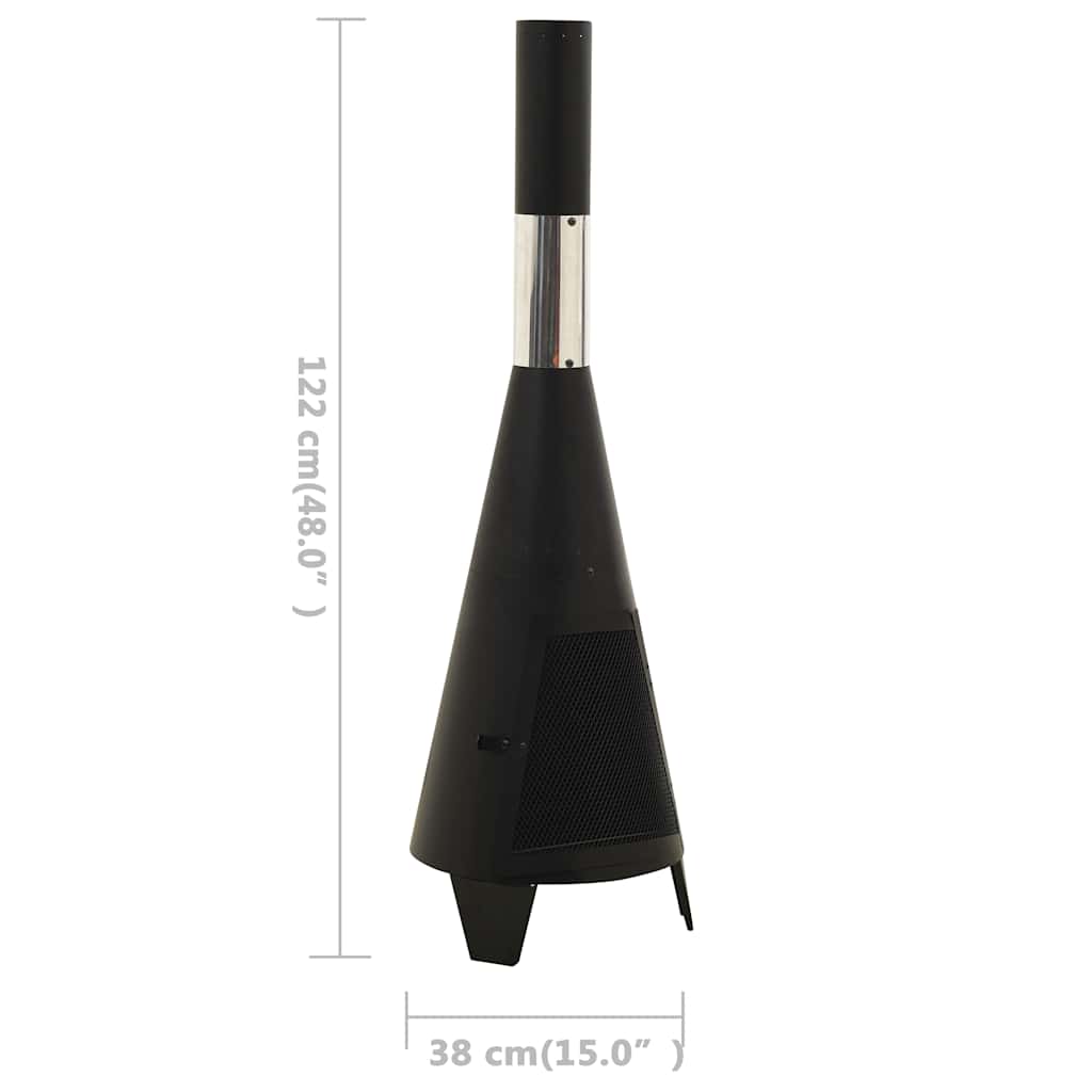 vidaXL Garden Stove with Poker 38x38x122 cm Steel - Black