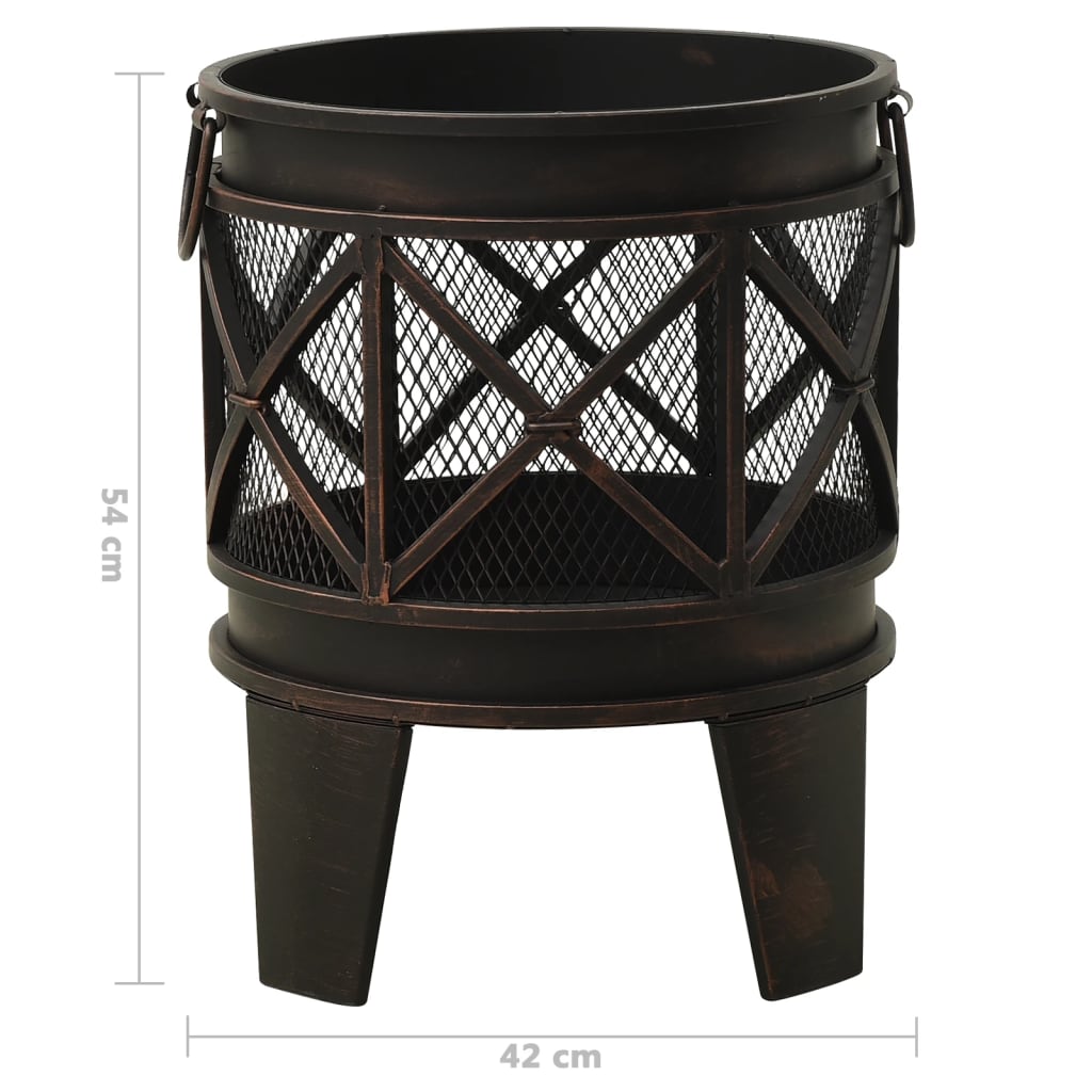 vidaXL Rustic Fire Pit with Poker Φ42x54 cm Steel - Black