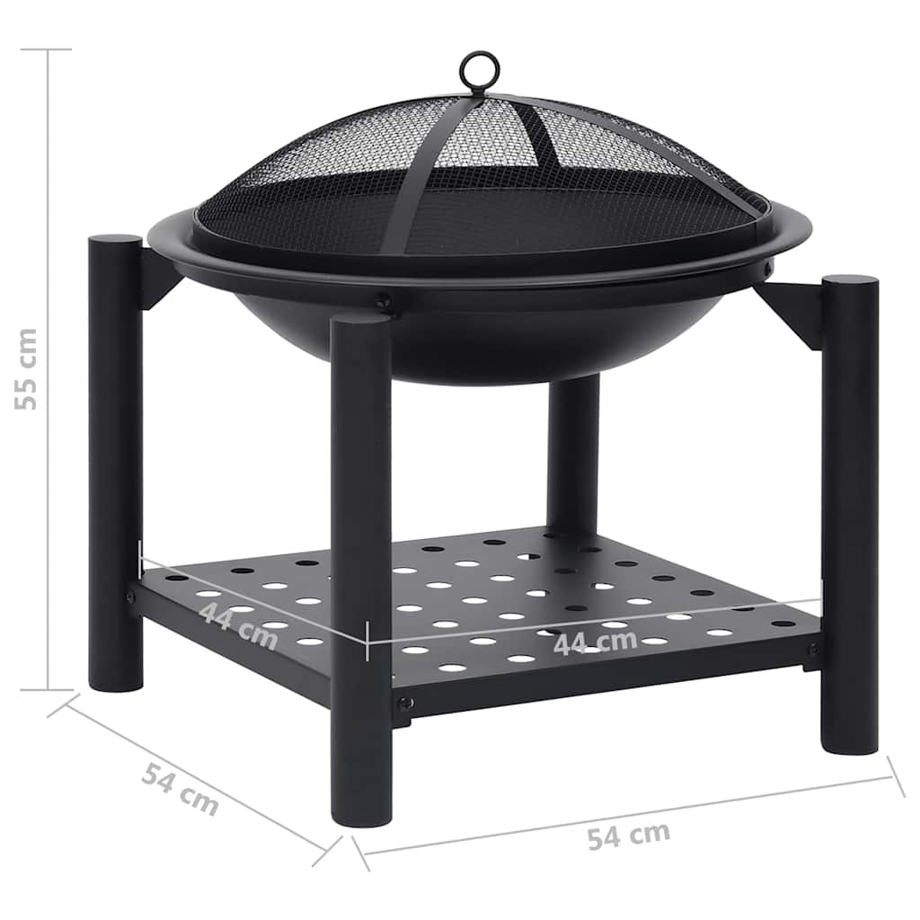 vidaXL Fire Pit with Poker 54x54x55 cm Steel - Black