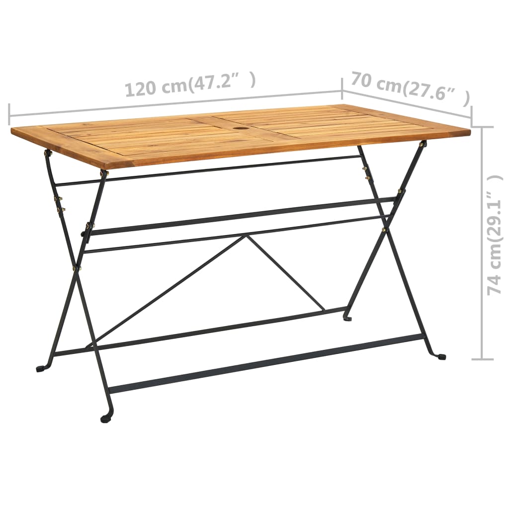 vidaXL Folding Garden Table 120x70x74 cm Solid Acacia Wood - Brown
