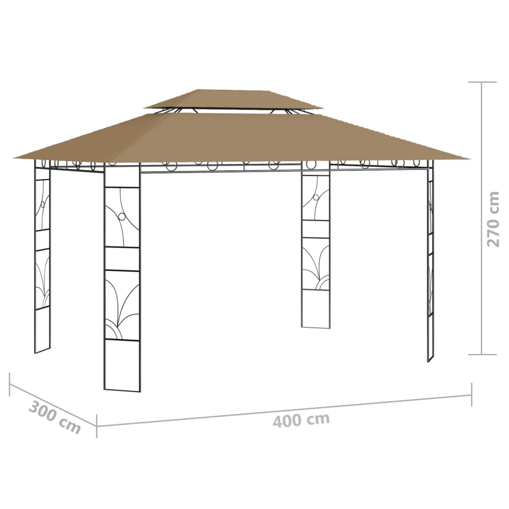vidaXL Gazebo 4x3x2.7 m Taupe 160 g/m²
