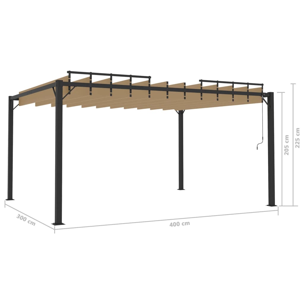 313928 vidaXL Gazebo with Louvered Roof 3x4 m Taupe Fabric and Aluminium