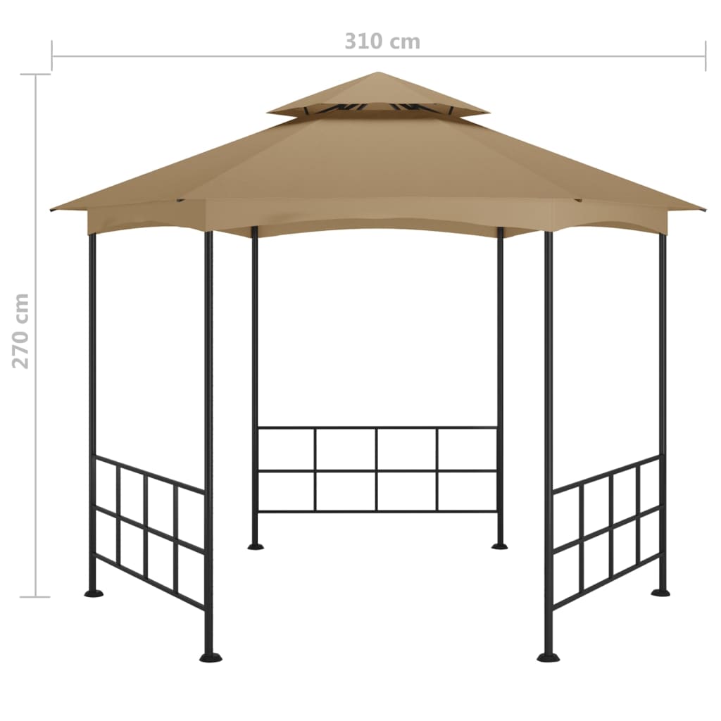 vidaXL Gazebo with Sidewalls 3.1x2.7 m Taupe