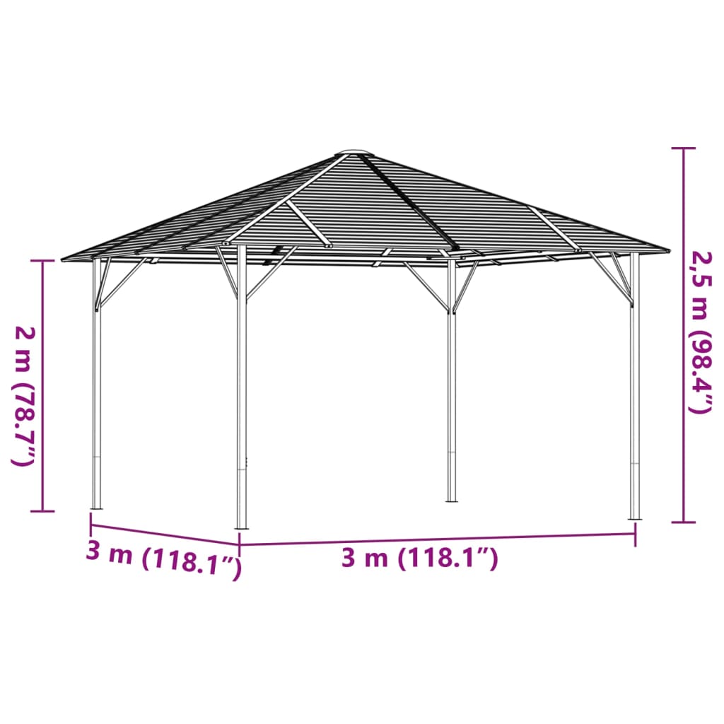 vidaXL Gazebo | Anthracite - 3 x 3 m