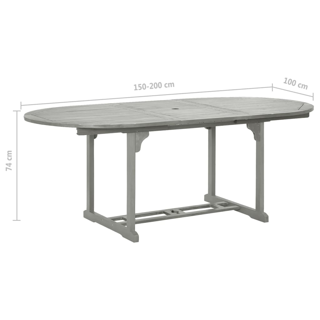 vidaXL Garden Dining Set | Grey wash | Solid acacia wood | Large | Foldable