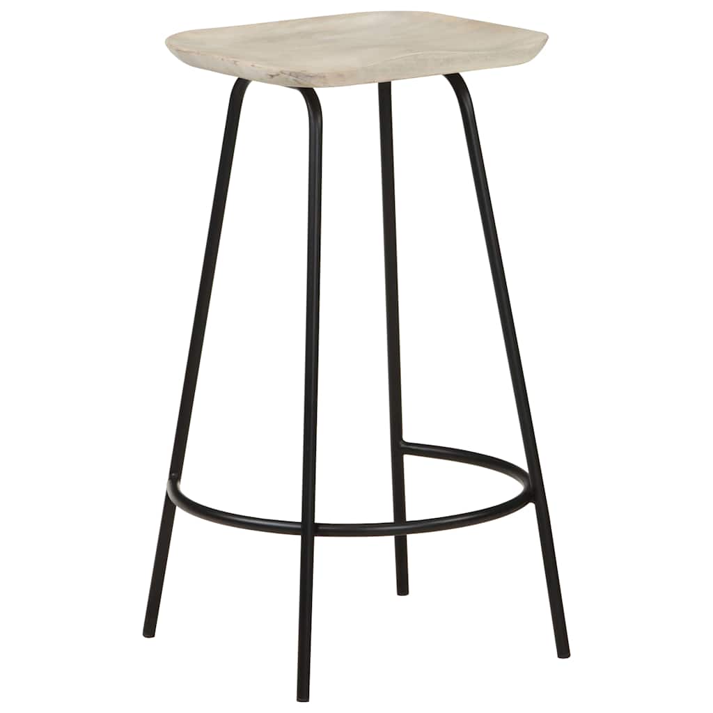 vidaXL Bar Stools 2 pcs Solid Mango Wood - Black - 38 x 36 x 74 cm
