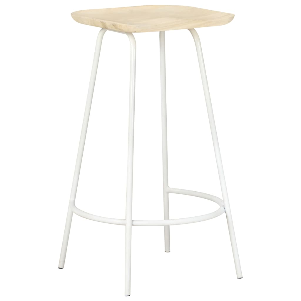 vidaXL Bar Stools 4 pcs Solid Mango Wood - Beige - 38 x 36 x 74 cm