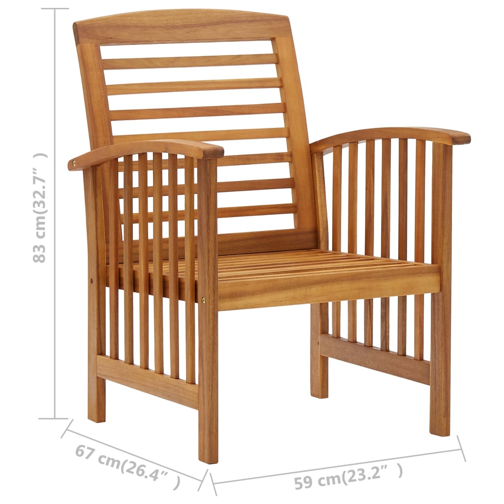 3057974 vidaXL 5 Piece Garden Lounge Set Solid Acacia Wood (310255+2x310256) - Brown - 45 x 45 x 50 cm