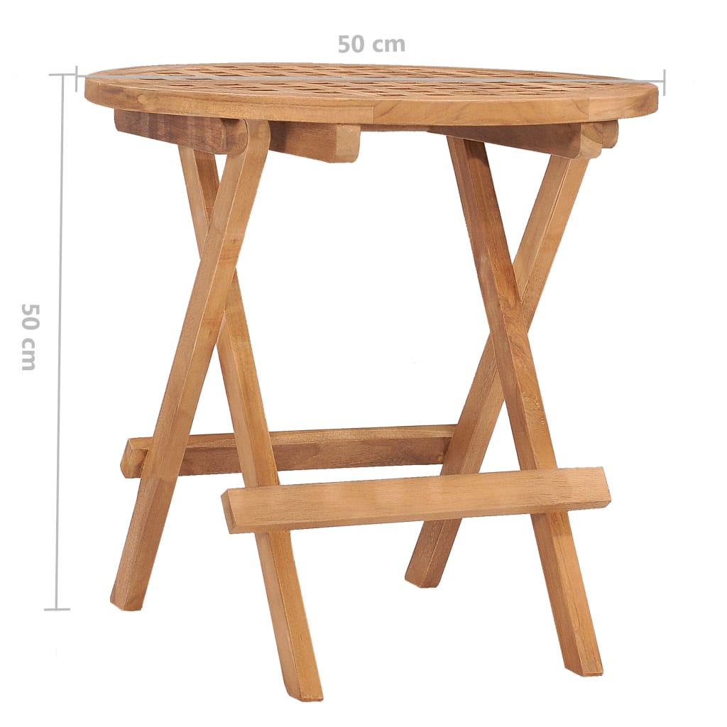 vidaXL Folding Garden Table 50x50x50 cm Solid Teak Wood - Brown