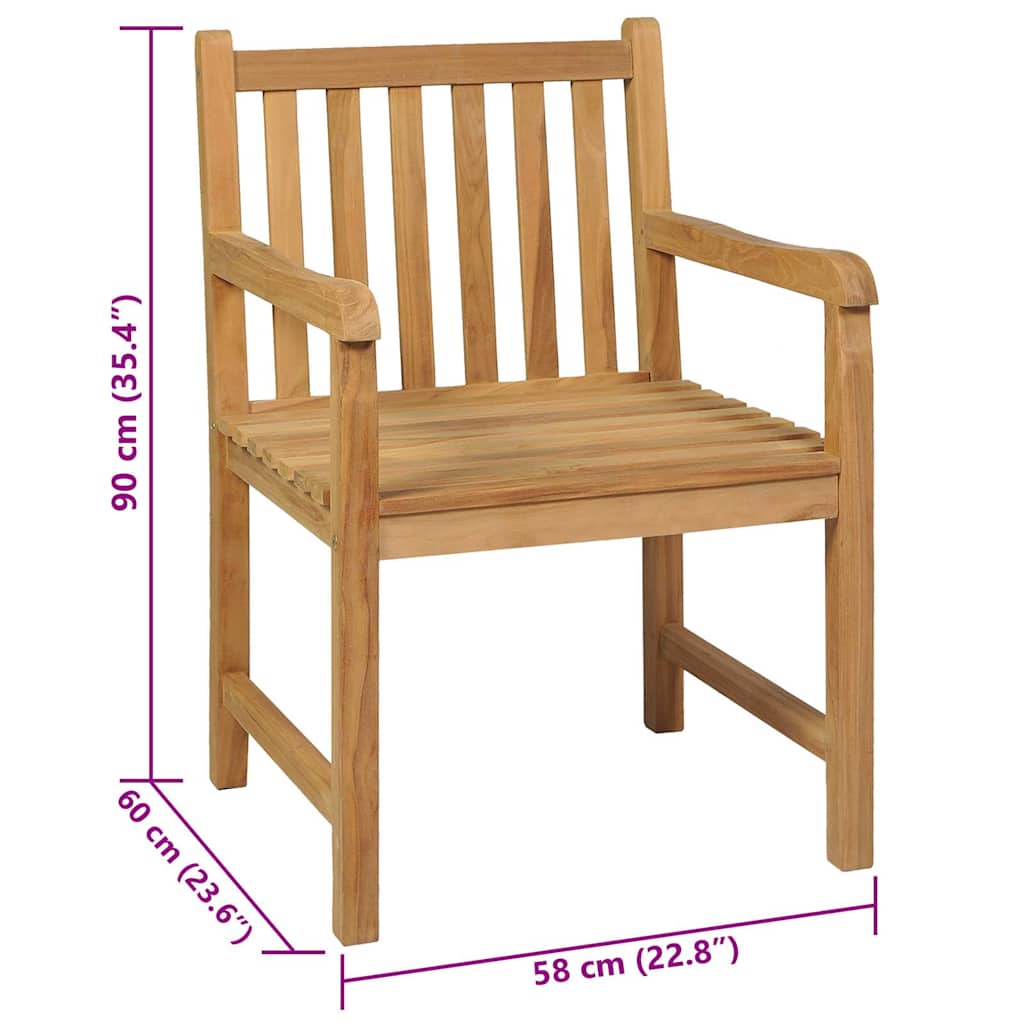 vidaXL Garden Dining Set | Natural Teak | Fine sanded teak hardwood - Brown