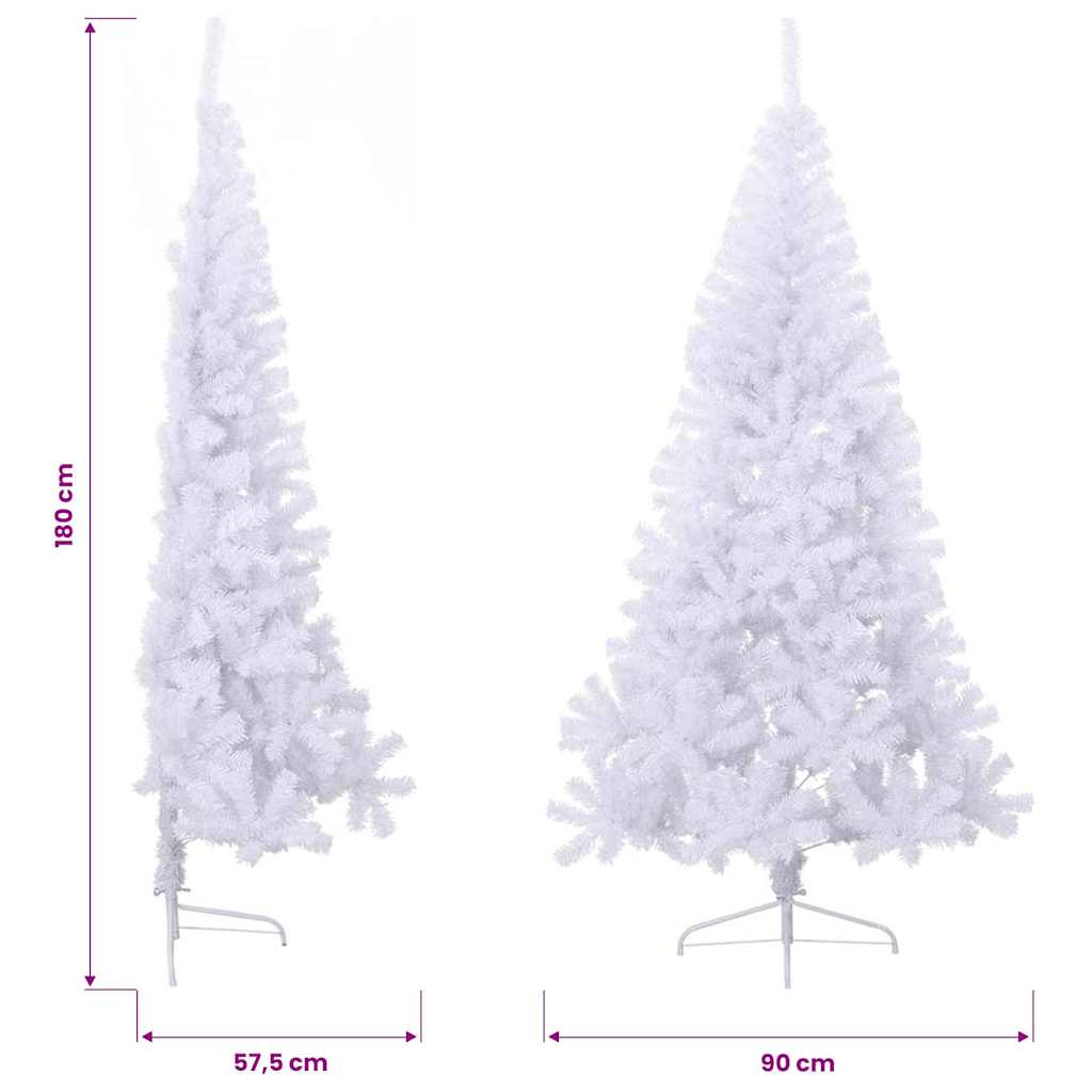 vidaXL Artificial Half Christmas Tree with Stand White 180 cm PVC - 115 x 115 x 180 cm