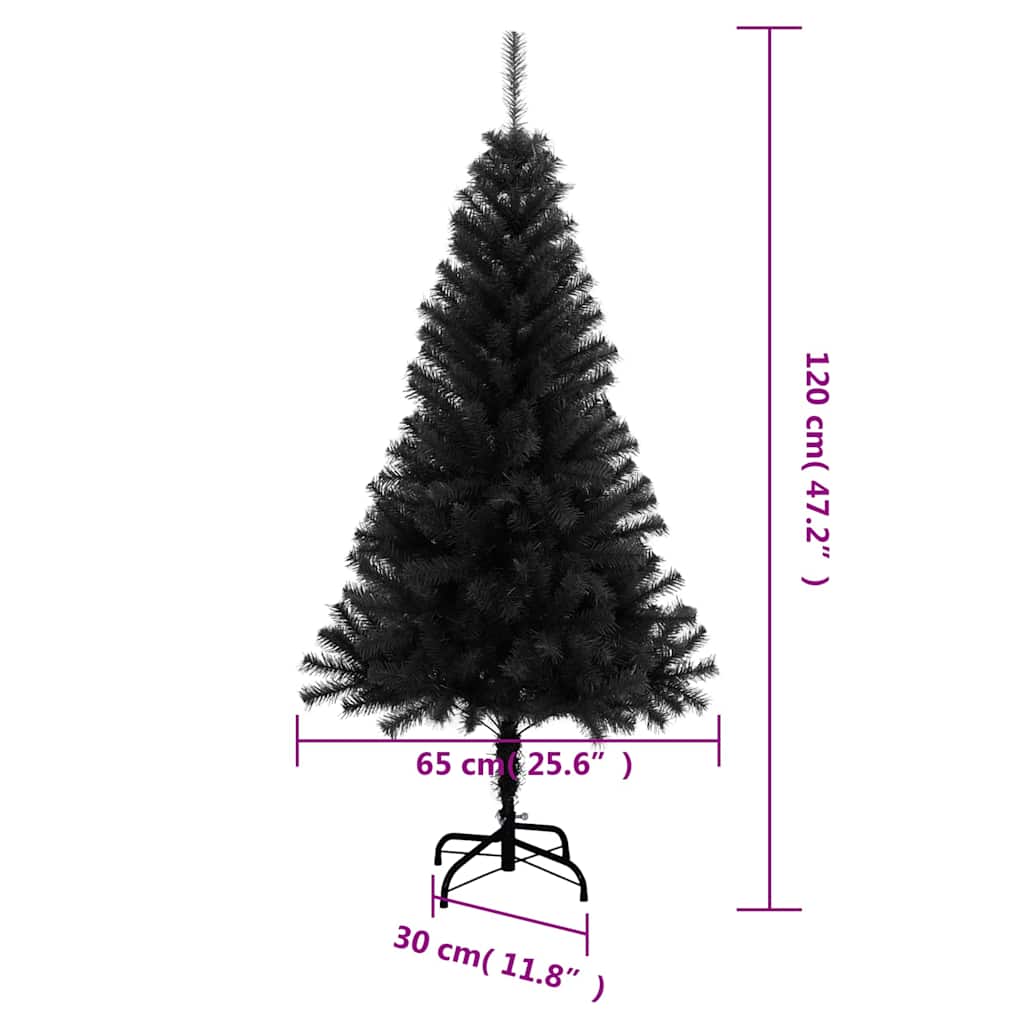 vidaXL Artificial Christmas Tree with Stand Black 120 cm PVC - 120 x 65 cm