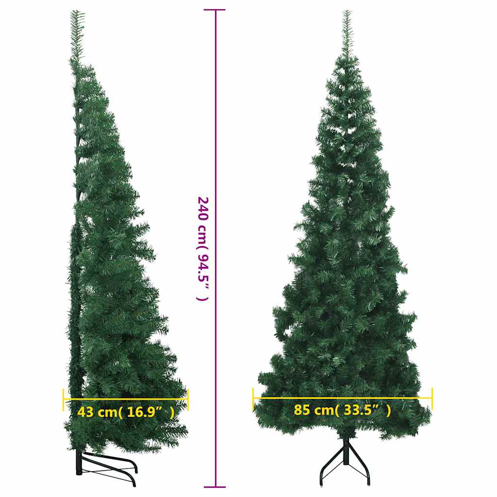 vidaXL Corner Artificial Christmas Tree Green 240 cm PVC - 240 x 85 cm