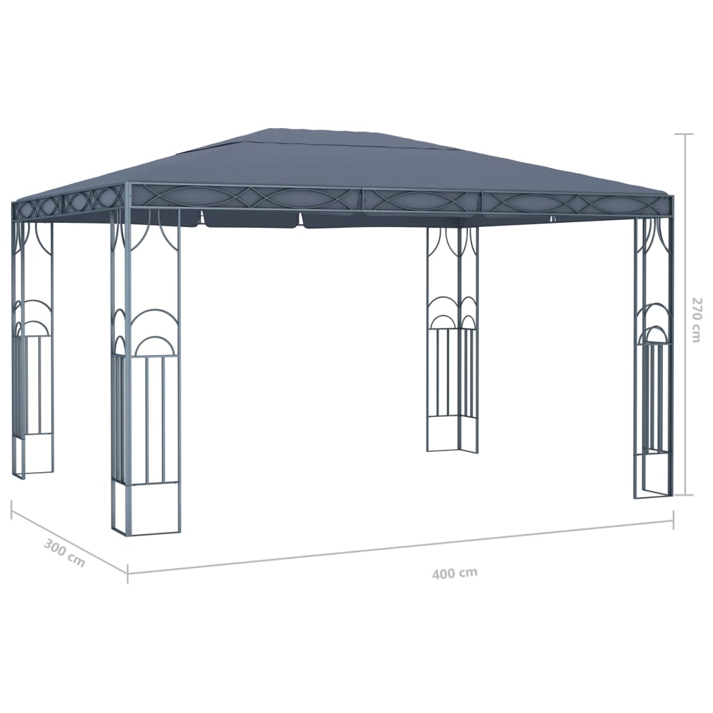 vidaXL Gazebo | UV-resistant materials | Gazebo Canopies | Rectangular - Anthracite - 400 x 300 cm