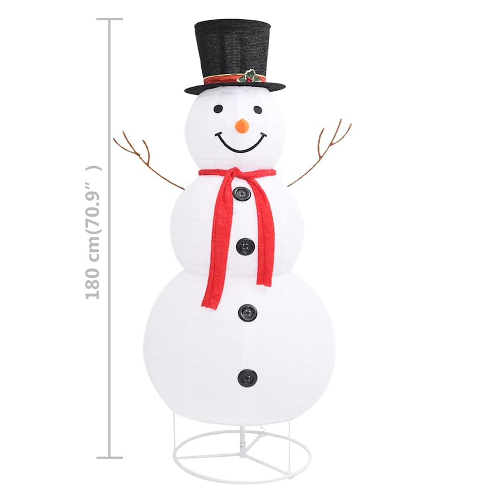 vidaXL Decorative Christmas Snowman Figure LED Luxury Fabric 180cm - White - 180 cm