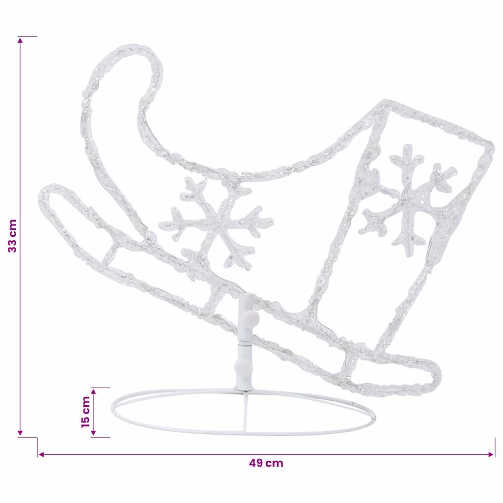 328509 vidaXL Acrylic Christmas Flying Reindeer&Sleigh 260x21x87cm Warm White - 260 x 21 x 87 cm