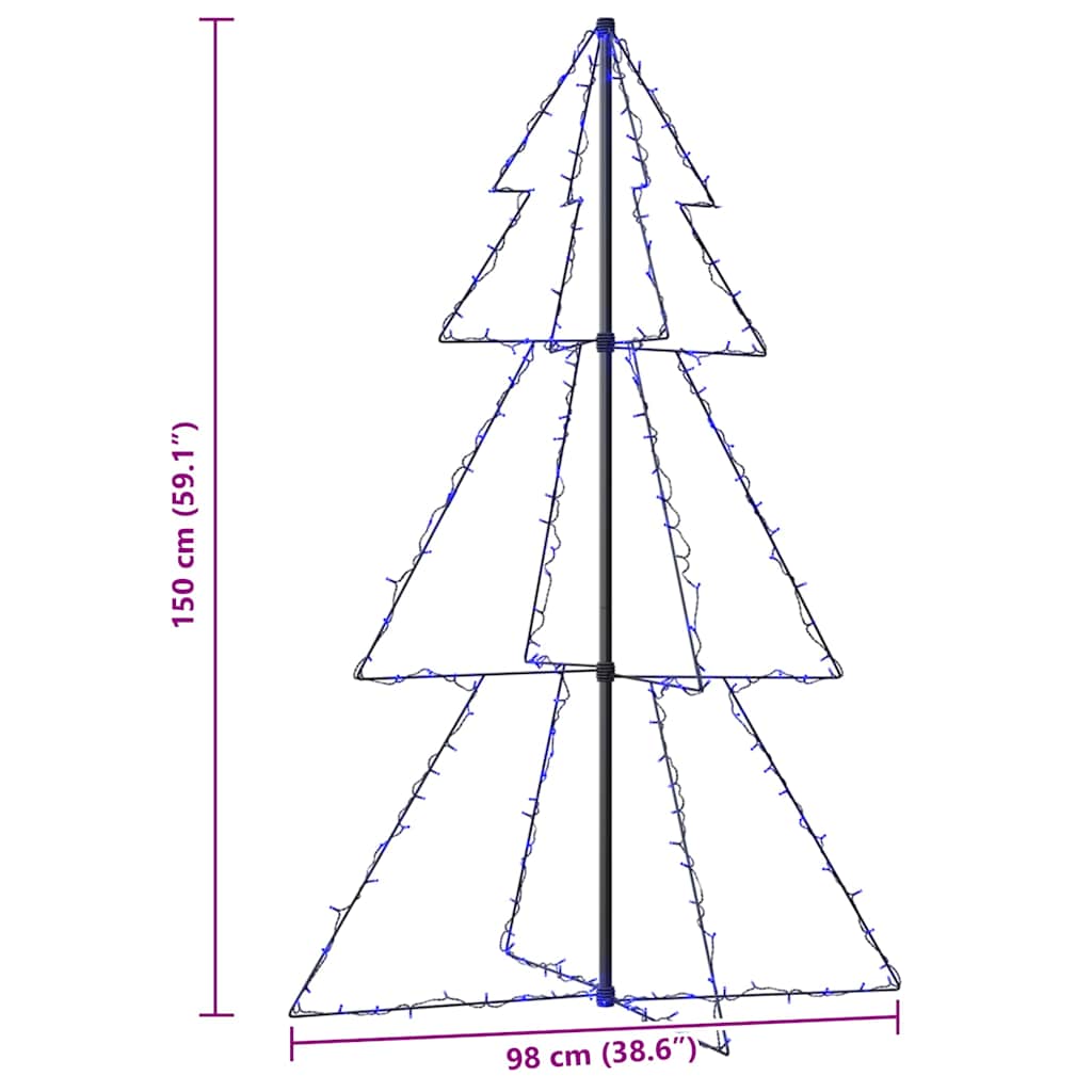 vidaXL Christmas Cone Tree 200 LEDs Indoor and Outdoor 98x150 cm - Blue - 150 x 98 cm