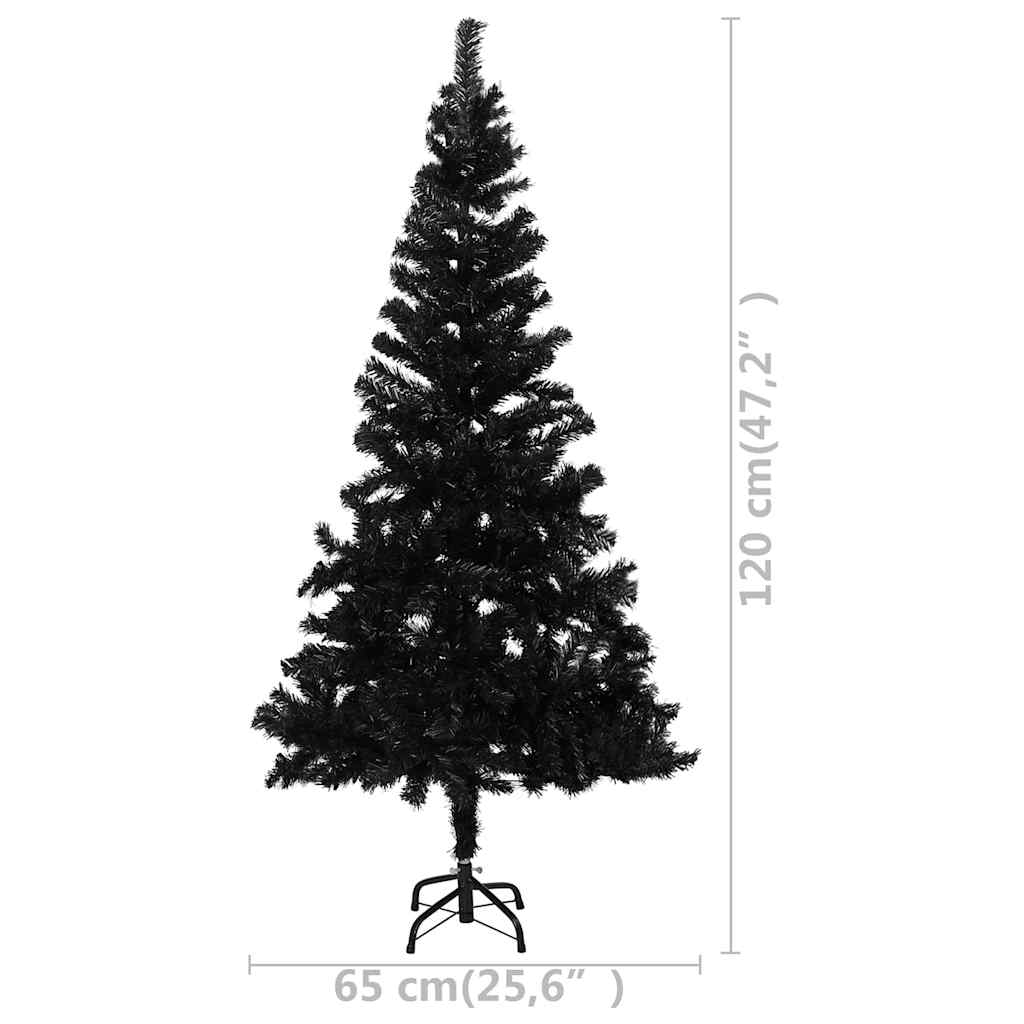 vidaXL Artificial Pre-lit Christmas Tree with Ball Set Black 120 cm PVC - 65 x 120 x 120 cm