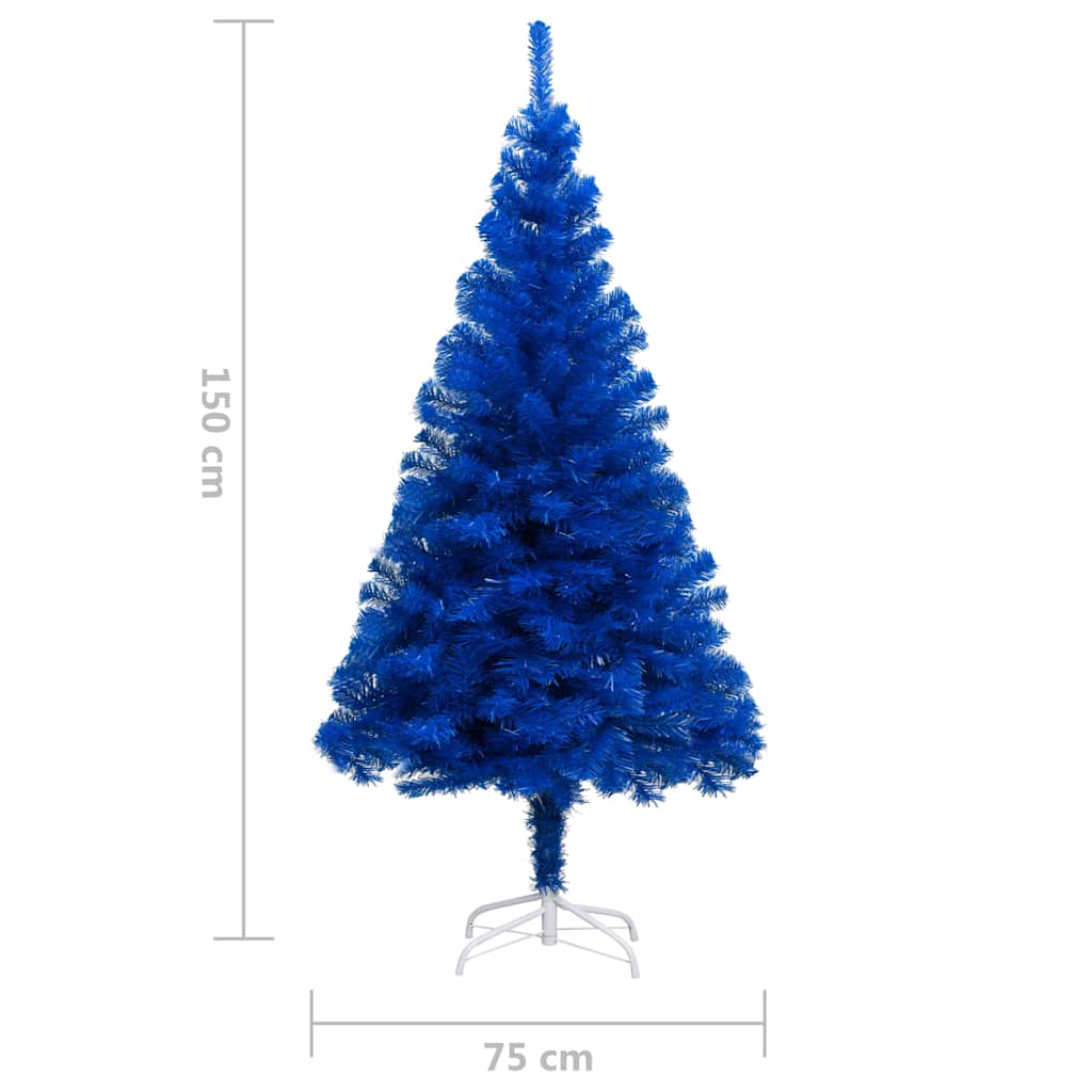 vidaXL Artificial Pre-lit Christmas Tree with Ball Set Blue 150 cm PVC - 75 x 150 x 150 cm