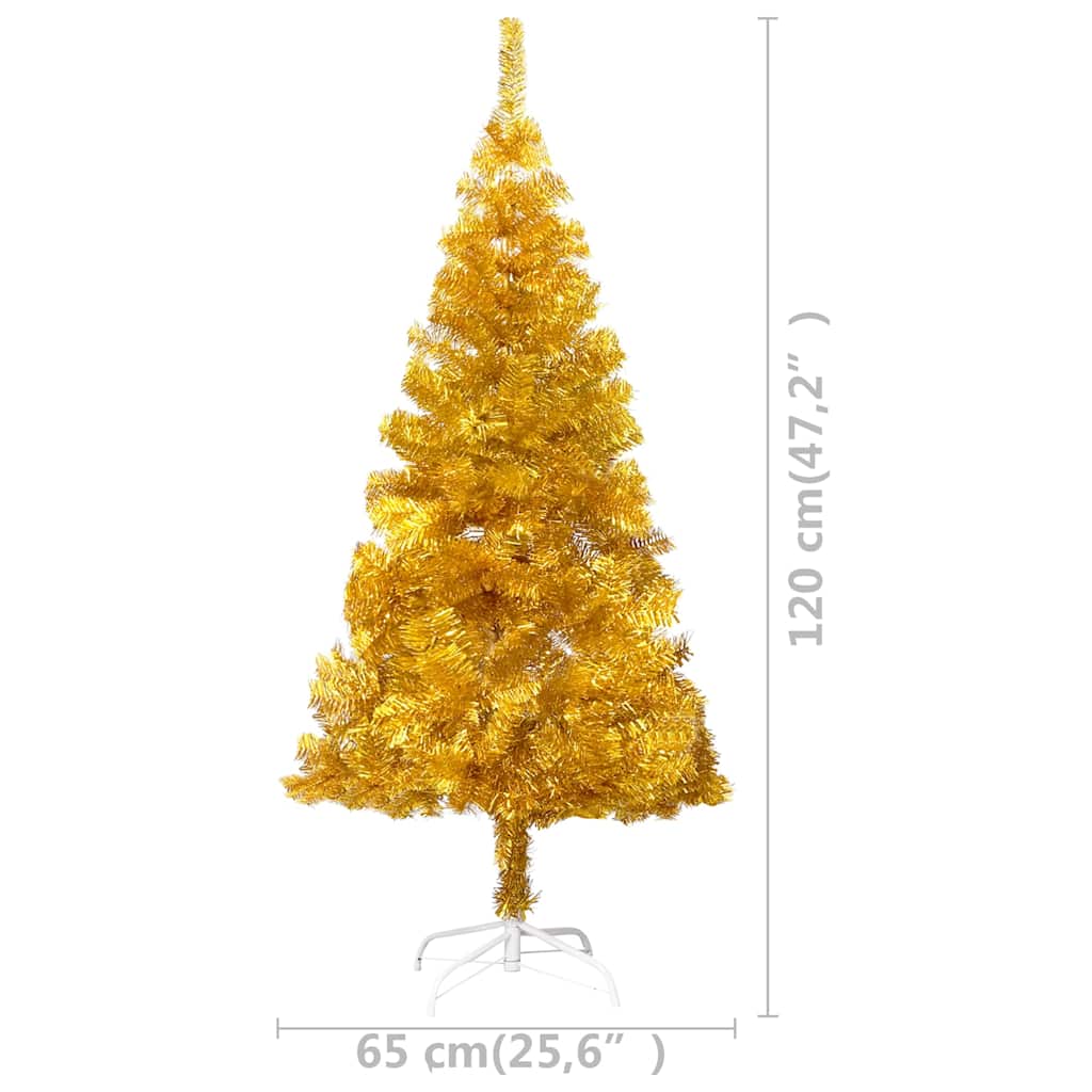 vidaXL Artificial Pre-lit Christmas Tree with Ball Set Gold 120 cm PET - 65 x 65 x 120 cm - 134318