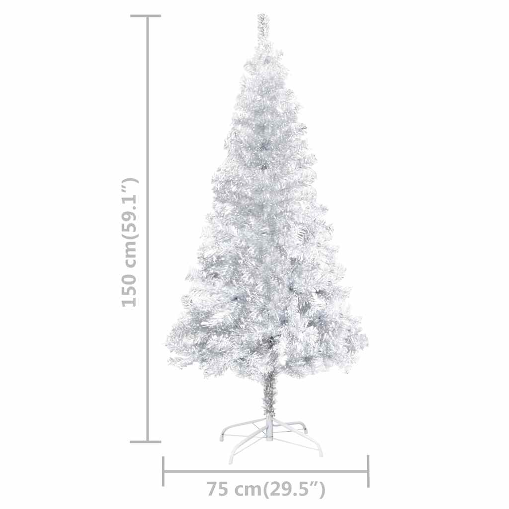 vidaXL Artificial Pre-lit Christmas Tree with Ball Set Silver 150 cm PET - 75 x 75 x 150 cm - 134357