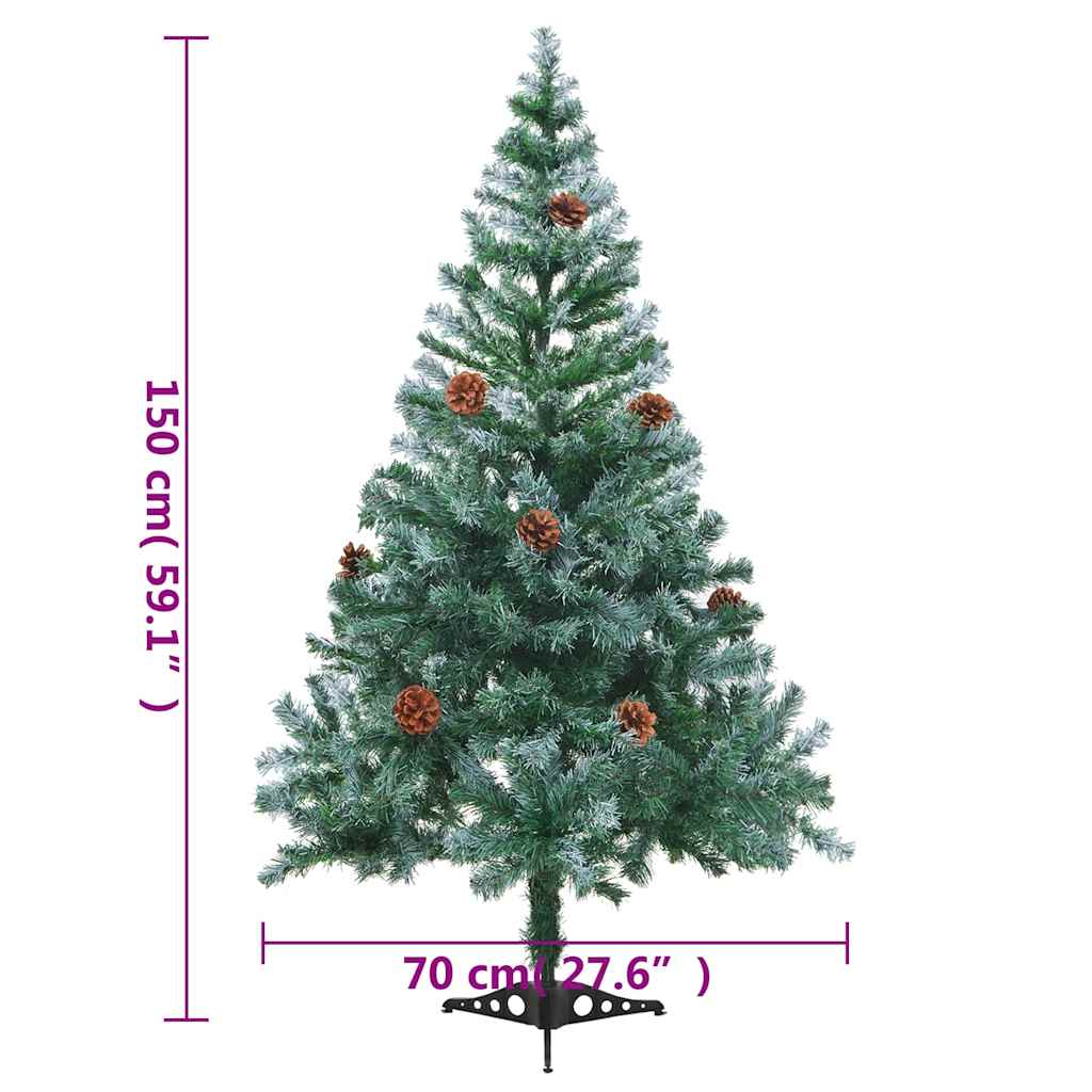vidaXL Frosted Pre-lit Christmas Tree with Ball Set&Pinecones 150 cm - Gre - 70 x 70 x 150 cm