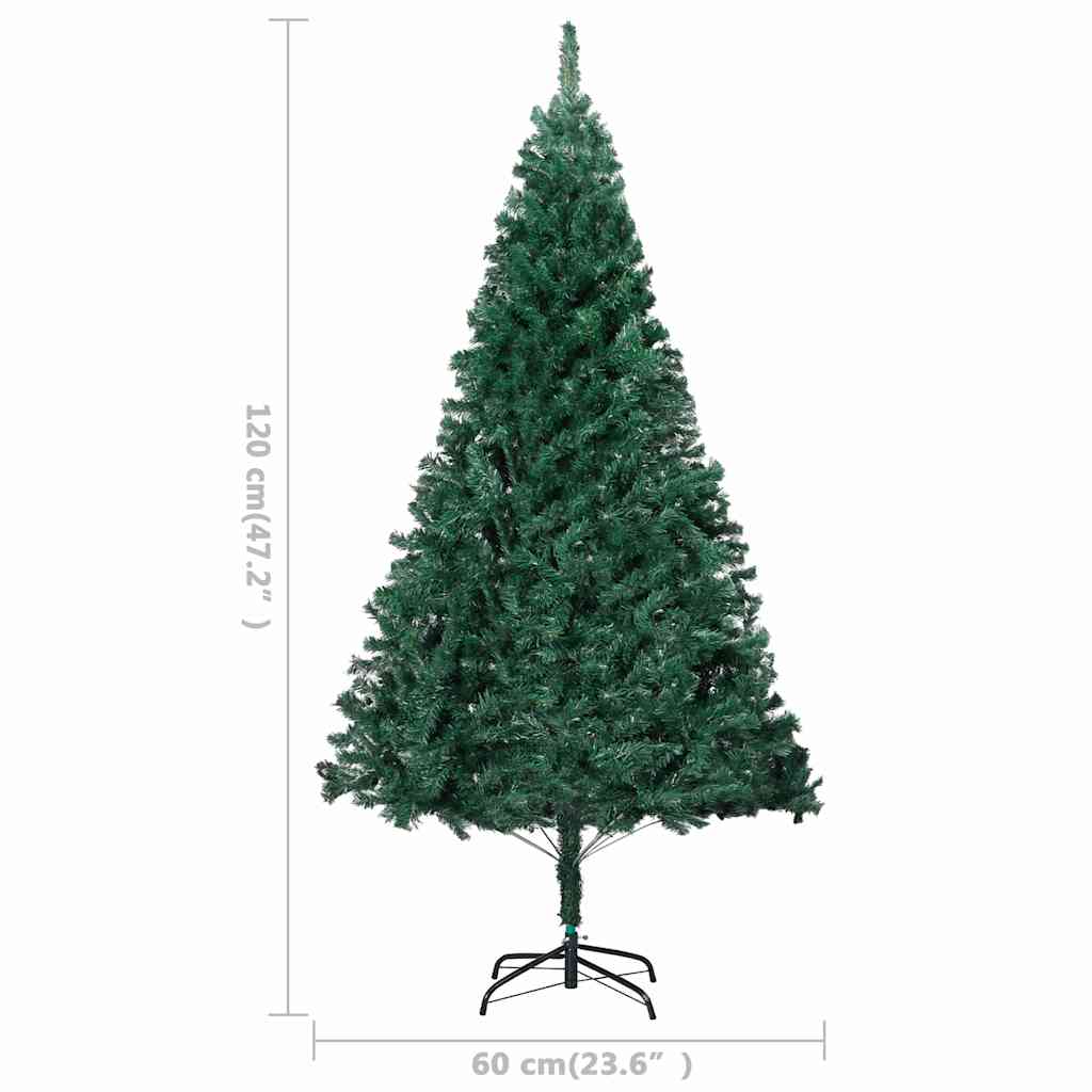vidaXL Artificial Pre-lit Christmas Tree with Ball Set Green 120 cm PVC - Gre - 60 x 60 x 120 cm - 134389