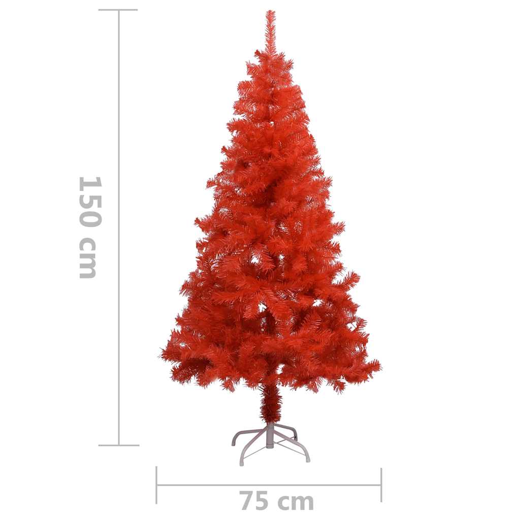 vidaXL Artificial Pre-lit Christmas Tree with Ball Set Red 150 cm PVC - 75 x 75 x 150 cm - 134565