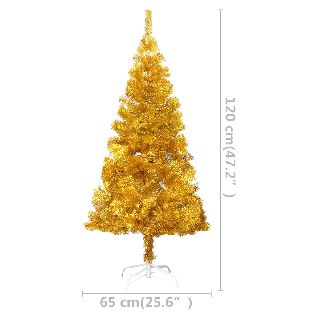 vidaXL Artificial Pre-lit Christmas Tree with Ball Set Gold 120 cm PET - 65 x 65 x 120 cm