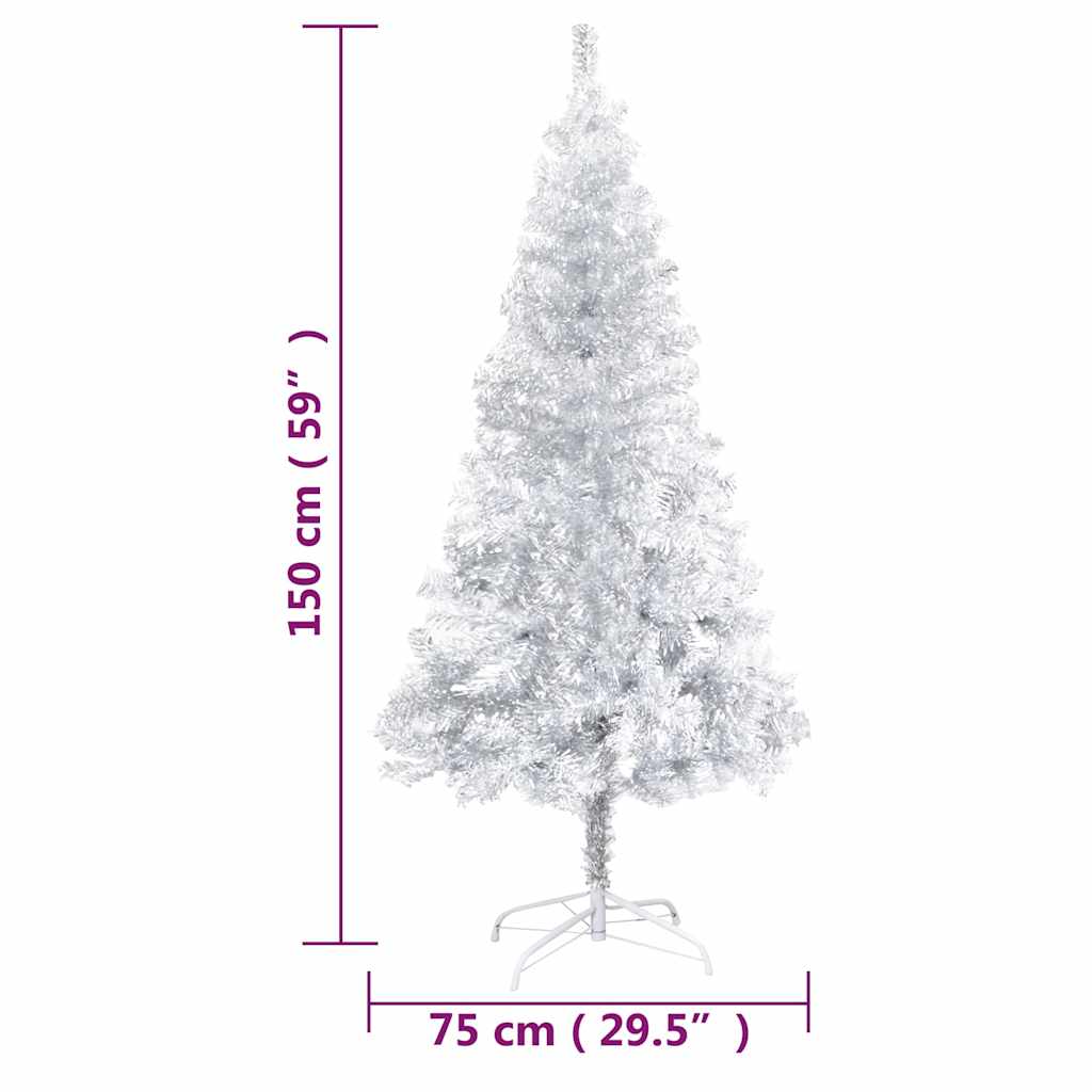 vidaXL Artificial Pre-lit Christmas Tree with Ball Set Silver 150 cm PET - 75 x 75 x 150 cm