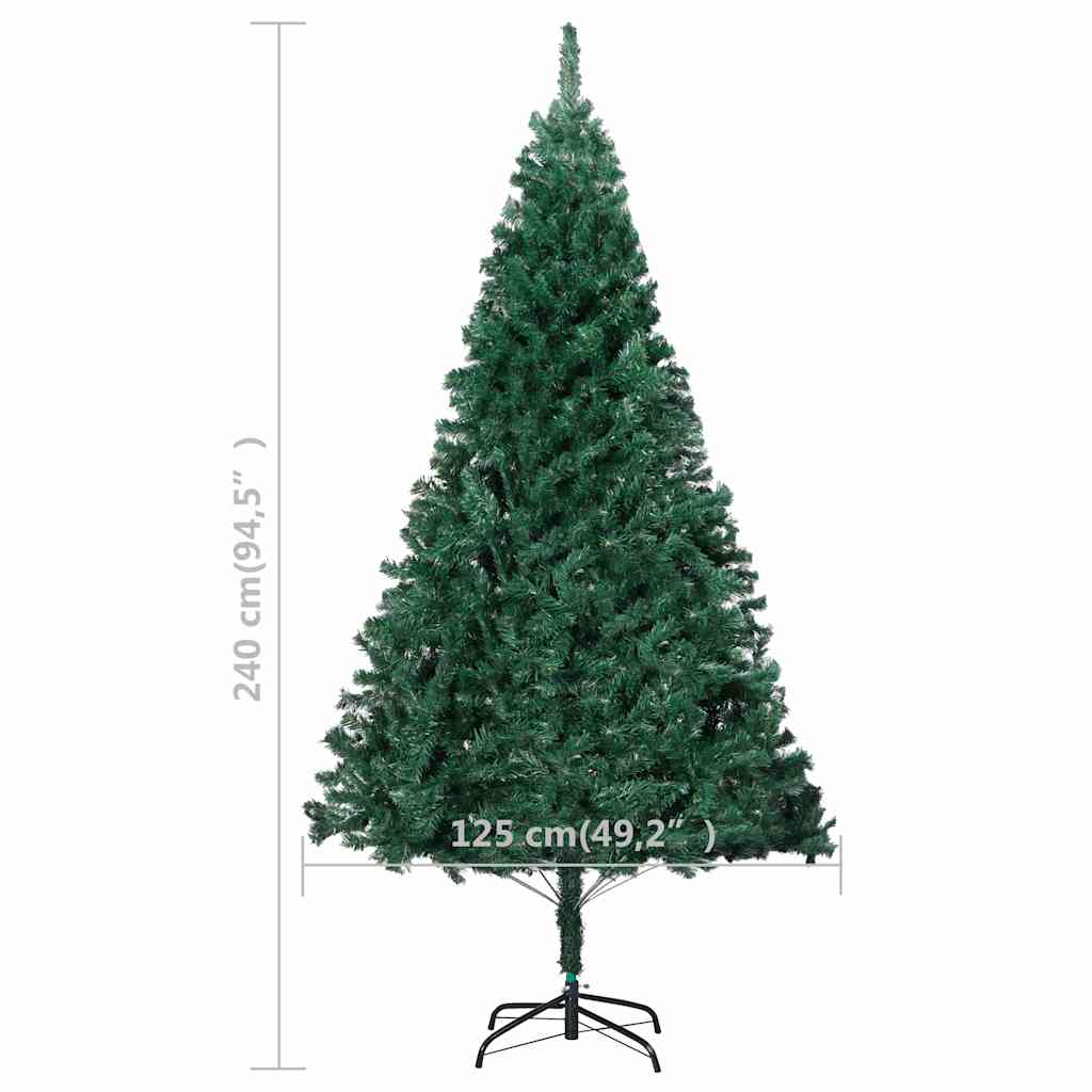 vidaXL Artificial Pre-lit Christmas Tree with Ball Set Green 240 cm - Gre - 125 x 125 x 240 cm