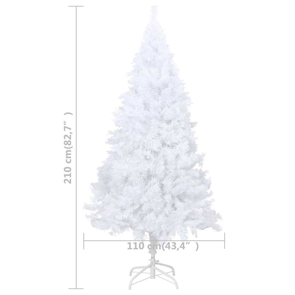 vidaXL Artificial Pre-lit Christmas Tree with Ball Set White 210 cm PVC - 210 x 110 cm - 35200
