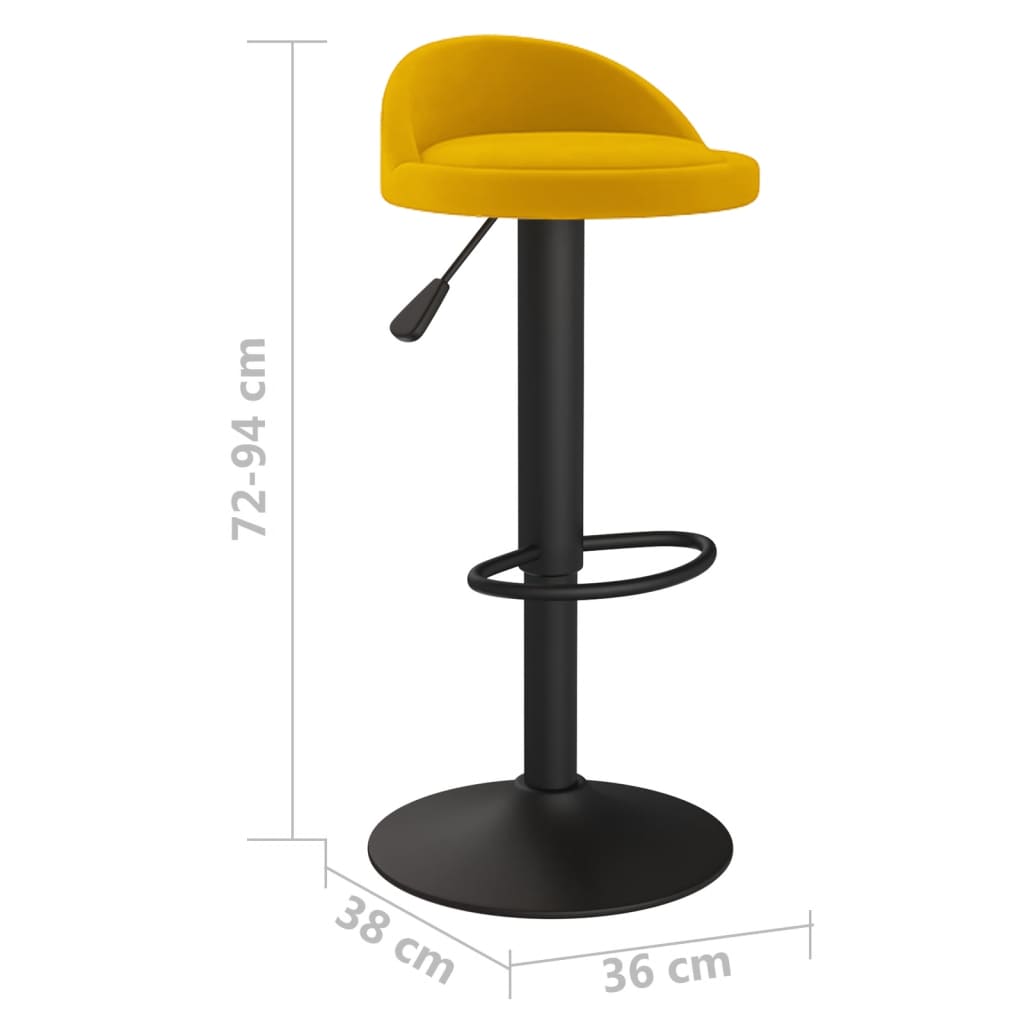 vidaXL Bar Stools 2 pcs Yellow Velvet - 36 x 38 x 94 cm