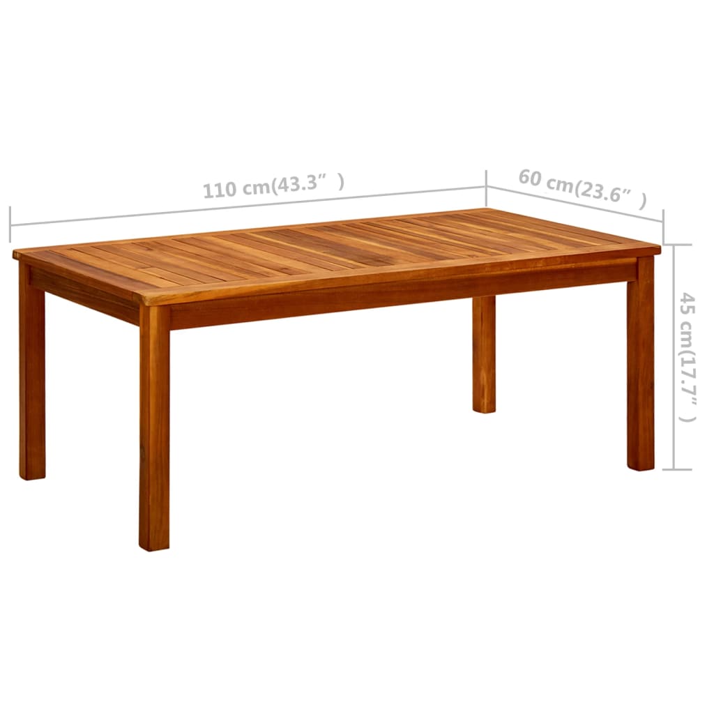 316401 vidaXL Garden Coffee Table 110x60x45 cm Solid Acacia Wood - Brown