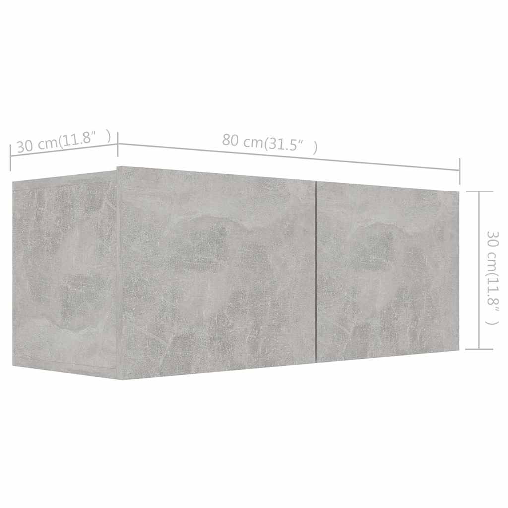 vidaXL 4 Piece TV Cabinet Set Concrete Grey Engineered Wood - 80 x 30 x 30 cm