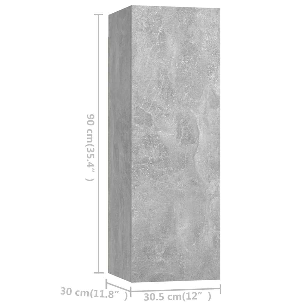 vidaXL 4 Piece TV Cabinet Set Concrete Grey Engineered Wood - 60 x 30 x 90 cm