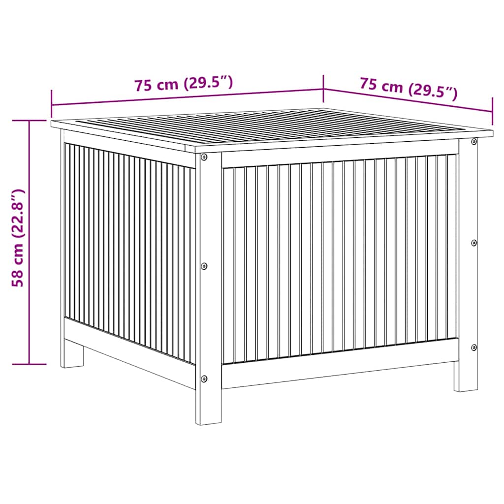 vidaXL Garden Storage Box 75x75x58 cm Solid Acacia Wood - Brown