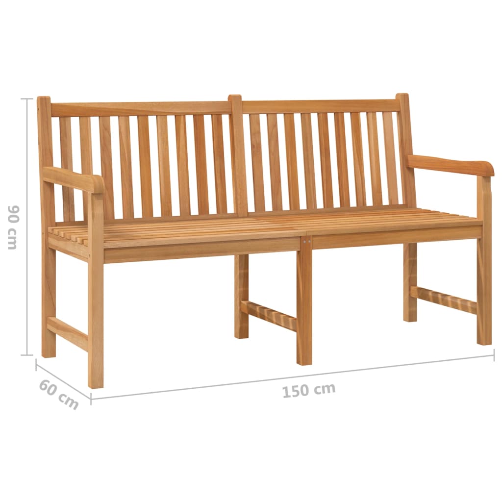 vidaXL Garden Bench | Teak | Solid Teak Wood | 150 cm | Sturdy | Garden Bench - Brown