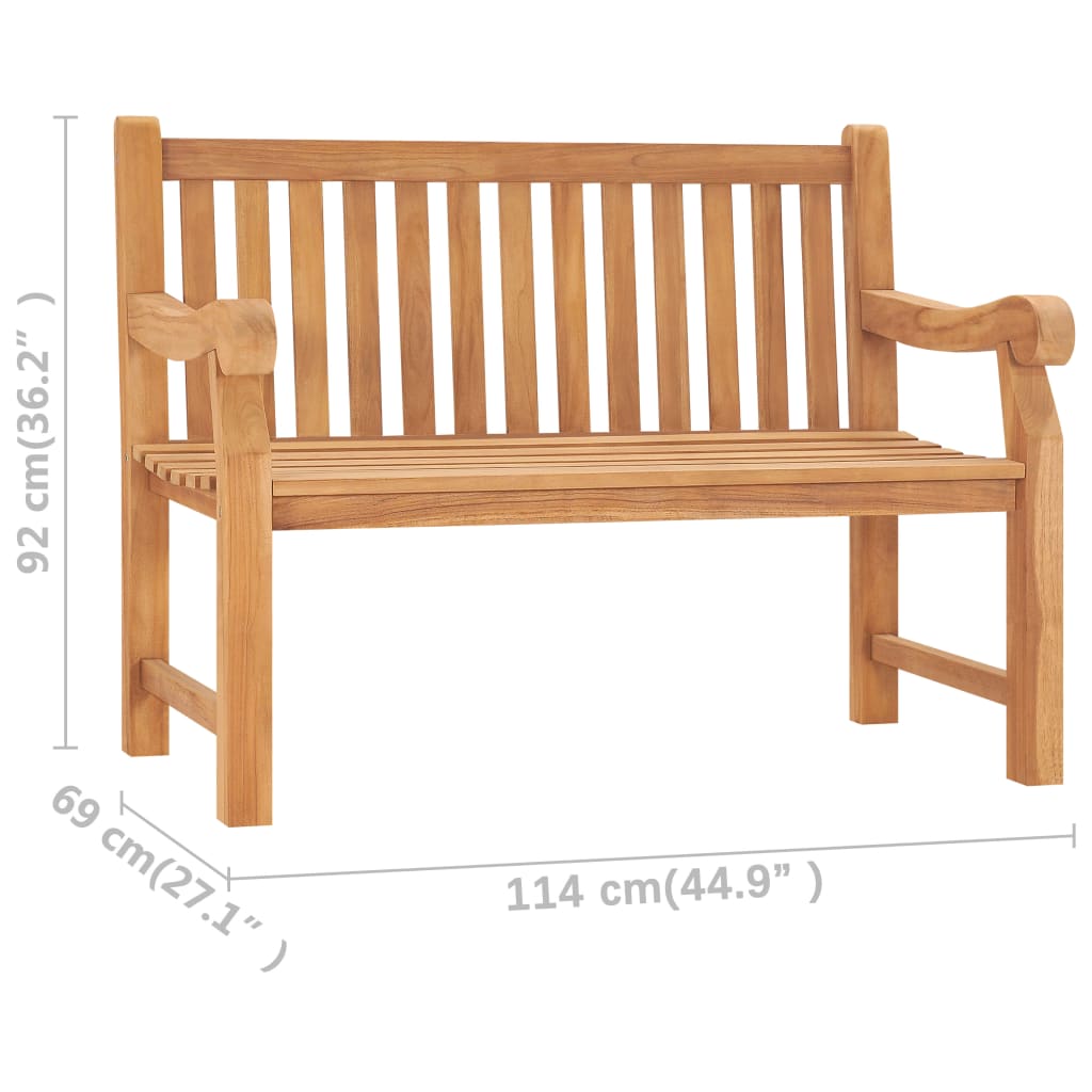 vidaXL Garden Bench | Teak | Solid Teak Wood | Medium | Durable | Garden Bench - Brown - 114 x 69 x 92 cm