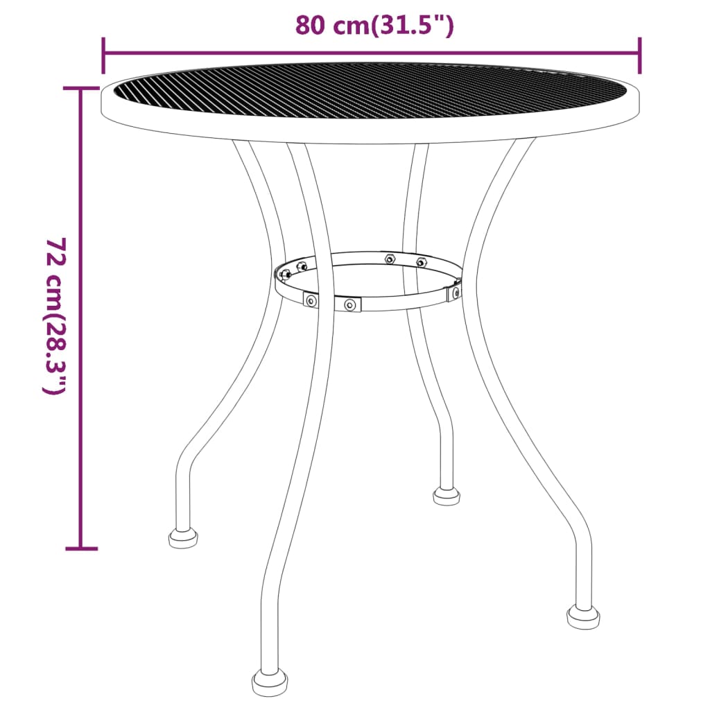 vidaXL Garden Table Ø80x72 cm Expanded Metal Mesh Anthracite