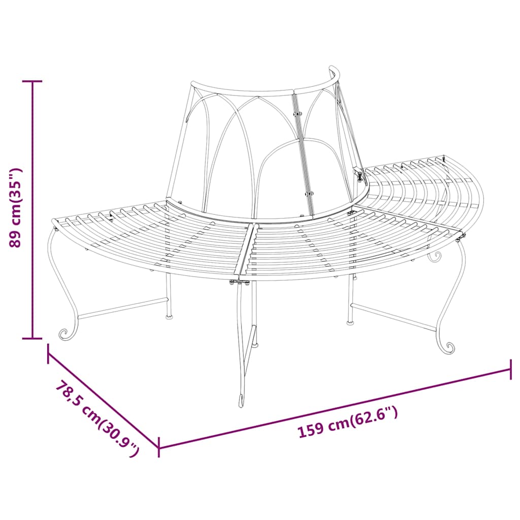 vidaXL Tree Bench | Set of 2 | Black | Steel | Large | Appealing Design
