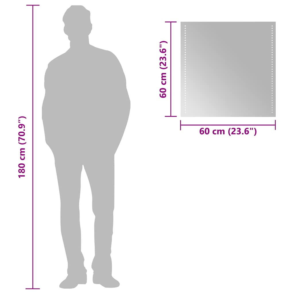 vidaXL LED Bathroom Mirror 60x60 cm - Transpart - 60 x 0.4 x 60 cm