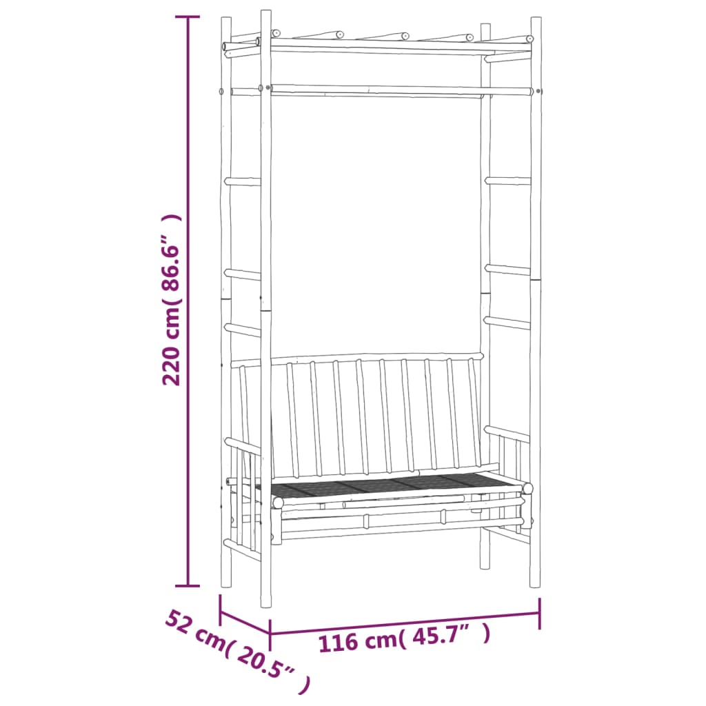 vidaXL Garden Bench with Pergola 116 cm Bamboo - Brown