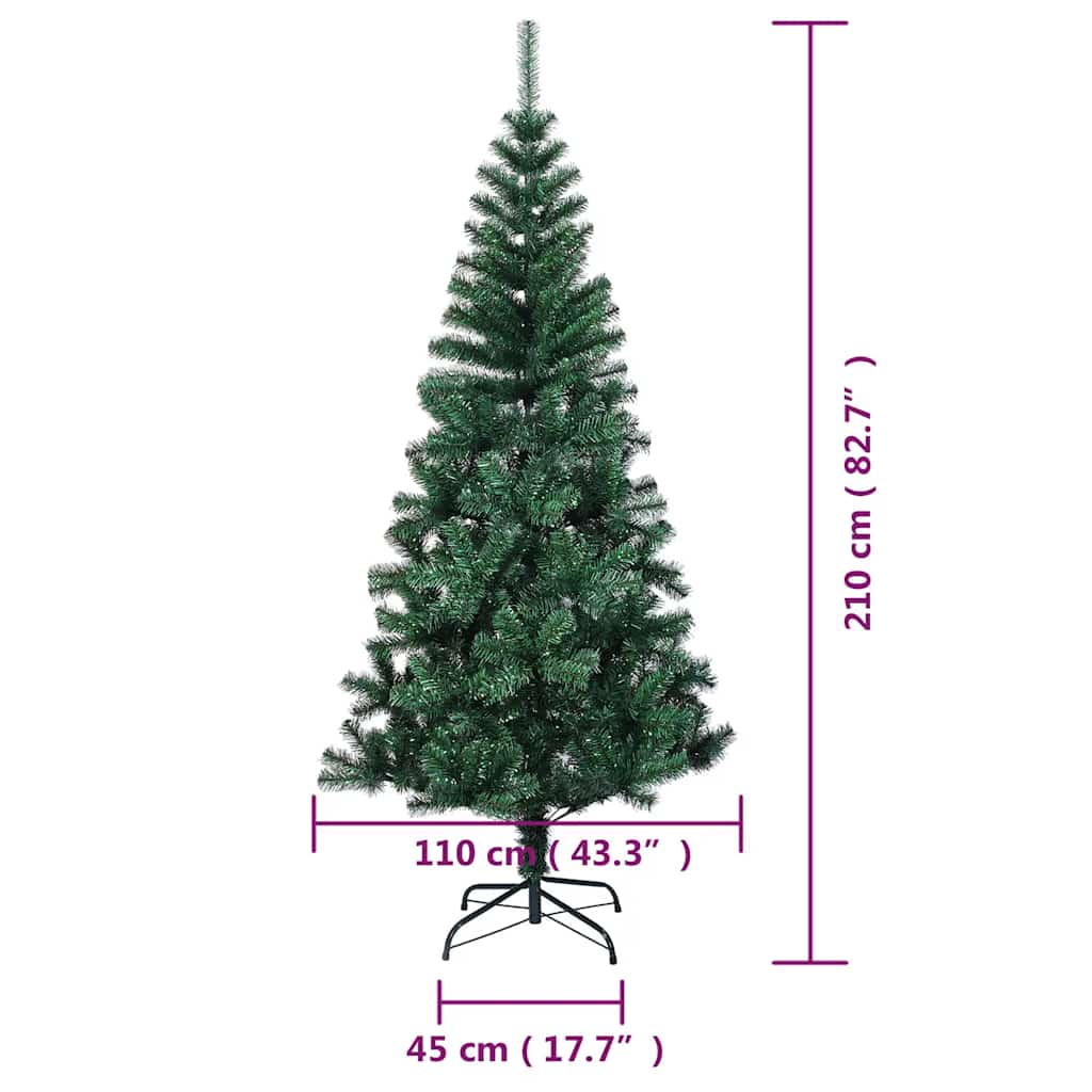 vidaXL Artificial Christmas Tree with Iridescent Tips Green 210 cm PVC - 210 x 110 cm
