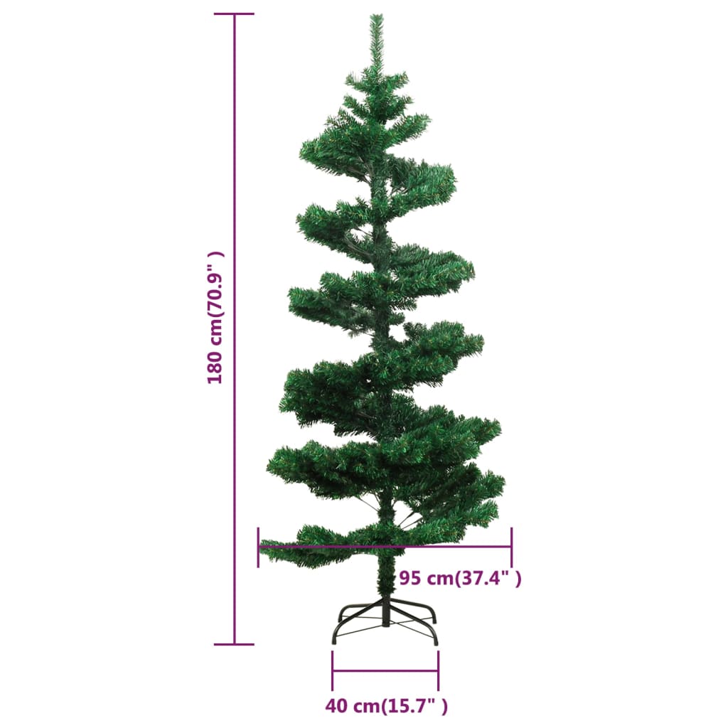 vidaXL Swirl Pre-lit Christmas Tree with Stand Green 180 cm PVC - 180 x 95 cm