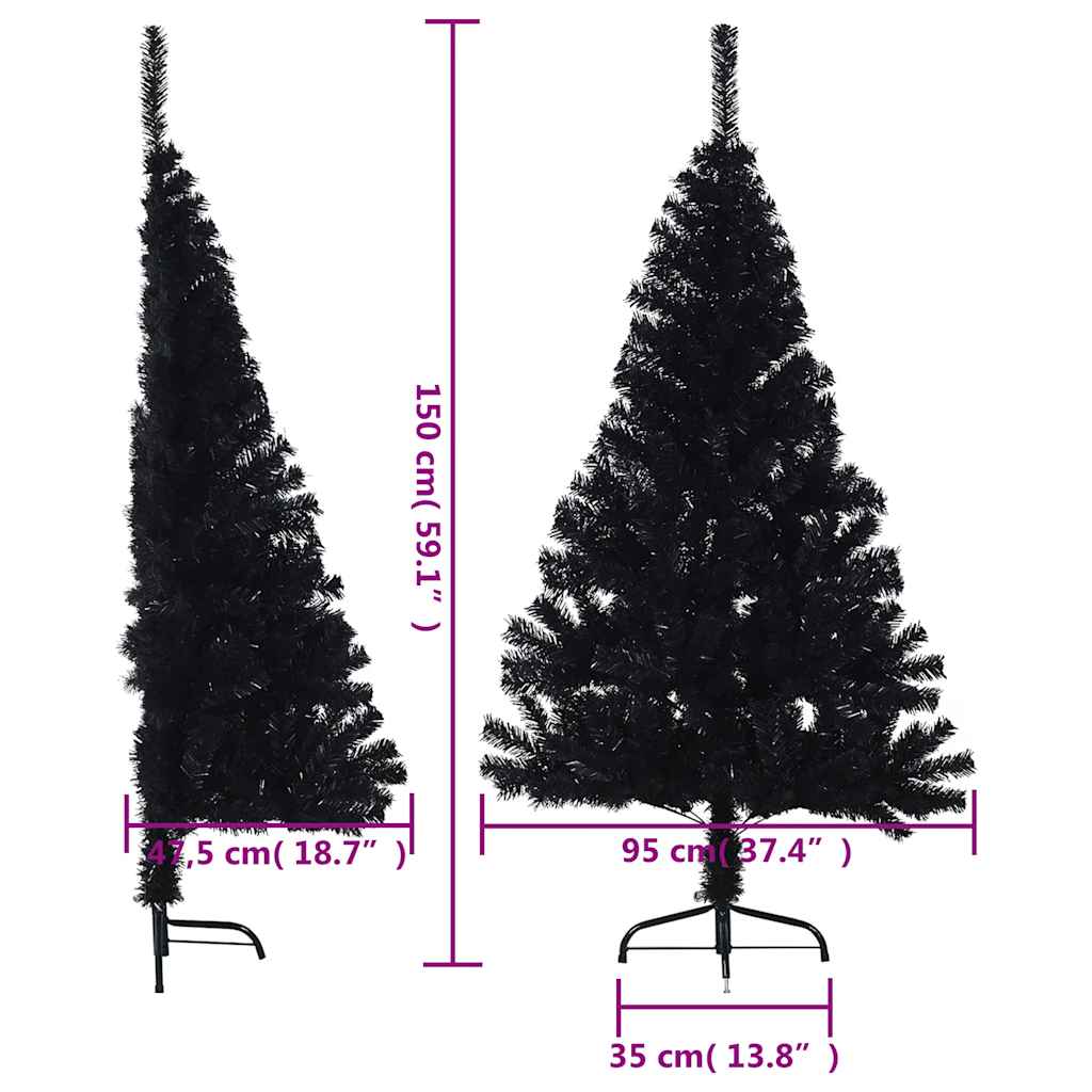vidaXL Christmas Tree | Black | PVC, steel | Medium | Decorative Inlays - 150 cm