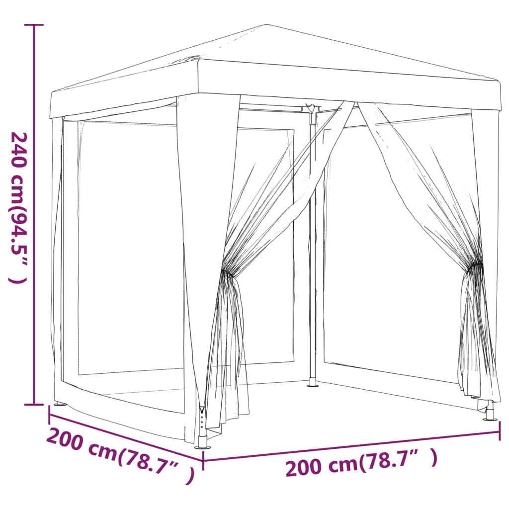 vidaXL Party Tent with 4 Mesh Sidewalls Anthracite 2x2 m HDPE