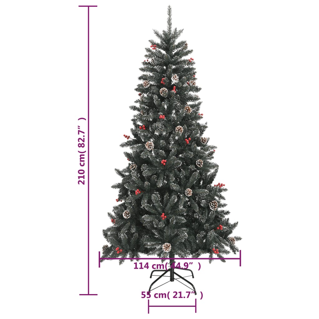 vidaXL Artificial Christmas Tree with Stand Green 210 cm PVC - 54247