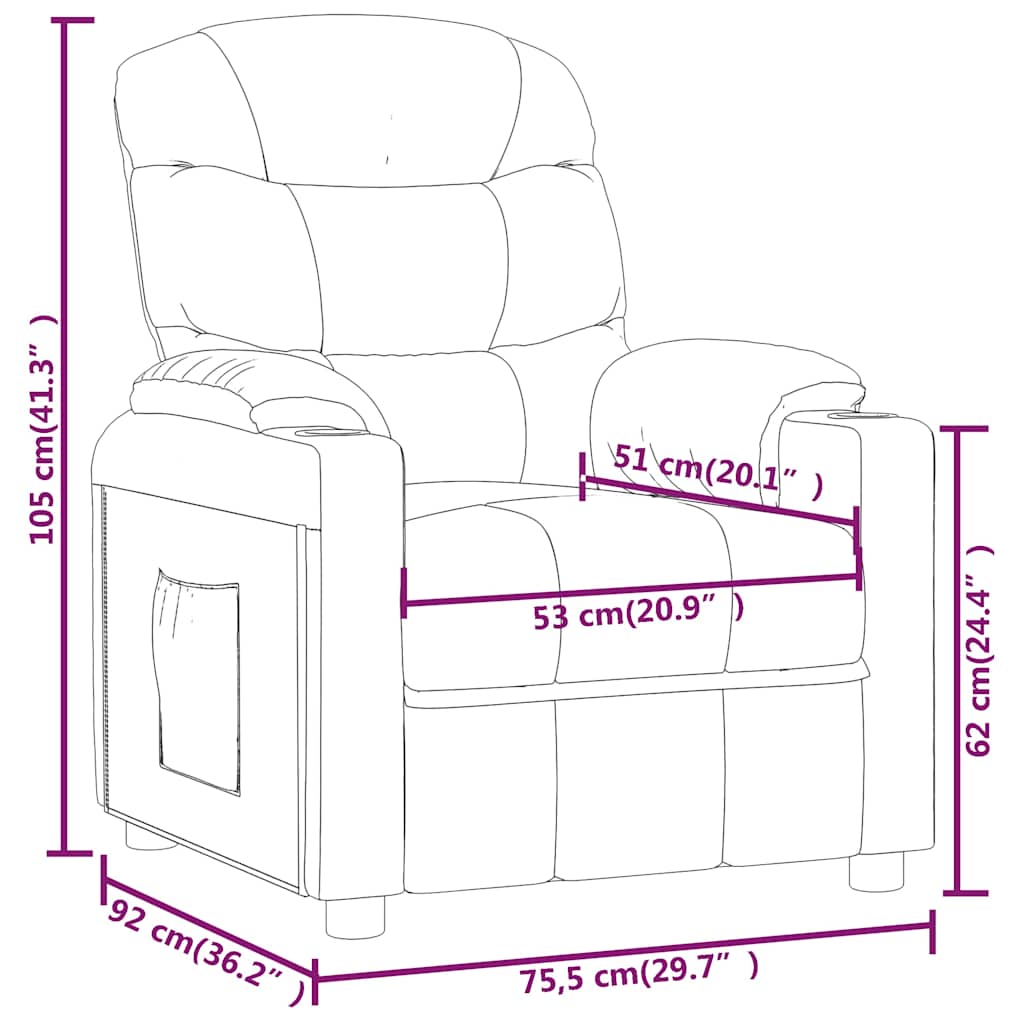 vidaXL Recliner Chair Wine Red Fabric - 66326